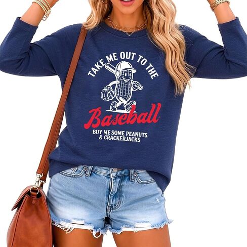 BANGELY Baseball Shirts Women Baseball Mom Tshirt Funny Ballgame Graphic Shirts Game Day Fan Tee Casual Long Sleeve Top in Saudi Arabia