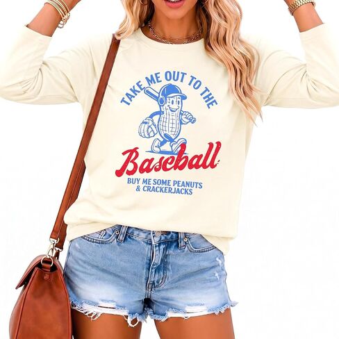 BANGELY Baseball Shirts Women Baseball Mom Tshirt Funny Ballgame Graphic Shirts Game Day Fan Tee Casual Long Sleeve Top in Saudi Arabia