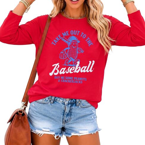 BANGELY Baseball Shirts Women Baseball Mom Tshirt Funny Ballgame Graphic Shirts Game Day Fan Tee Casual Long Sleeve Top in Saudi Arabia