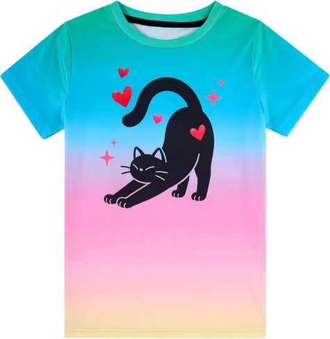 Girls Kids Funny Graphic Short Sleeve T-Shirts Size 5-14 in Saudi Arabia