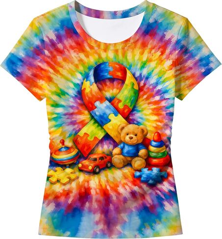 Womens Tie Dye T Shirts Hippes Short Sleeve Tees in Saudi Arabia