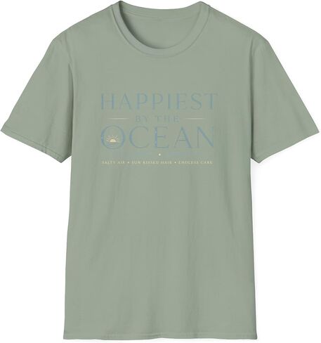Happiest By The Ocean Shirt, Beach Lover Tee, Coastal Aesthetic Shirt, Summer Vacation Gift for Ocean Lovers in Kuwait