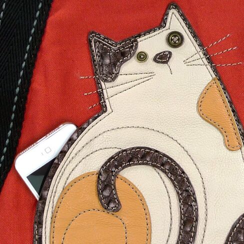 CHALA Carryall Zip Tote, Canvas Handbag, Top Zipper, Animal Prints (Cat_ Orange tote) in Kuwait