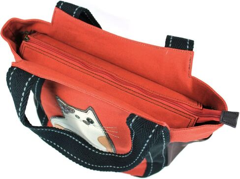 CHALA Carryall Zip Tote, Canvas Handbag, Top Zipper, Animal Prints (Cat_ Orange tote) in Kuwait