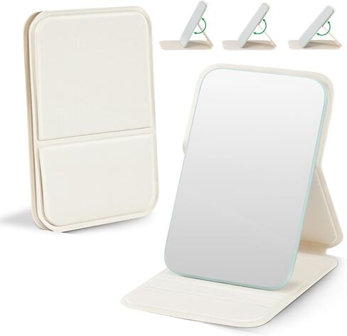 VFD Small Compact Pocket Makeup Mirror, Portable Folding Travel Mirrors Ultrathin Light Handheld with Adjustable Stand, Premium HD Optical Glass, Gift for Your Lover, Suitable for All Scene in Saudi Arabia