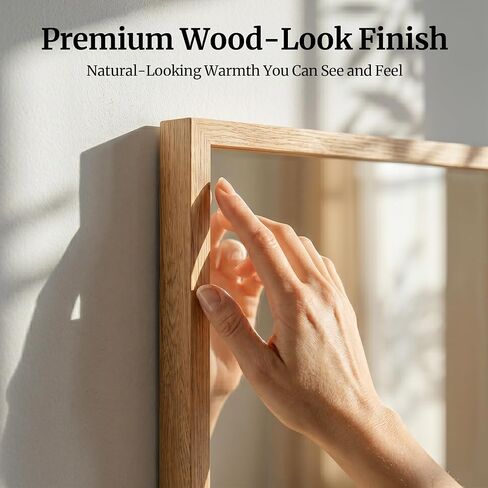 24" x 36" Natural Oak Bathroom Mirror, Moisture-Resistant Rectangular Vanity Mirror with Wood-Textured Frame, Shatterproof Tempered Glass, Japandi & Scandi Home Decor in Saudi Arabia