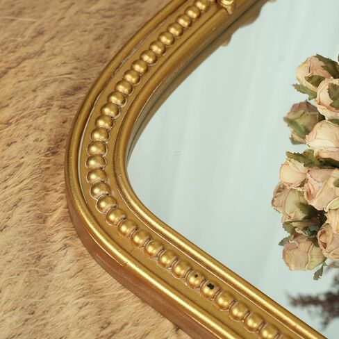 ZIYOO French Vintage Ornate Arched Wall Mirror, Gold Framed Decorative Mirror, Ornate Baroque Accent Mirror for Living Room, Bedroom, Entryway, Fireplace, 42.5" x 32" in Kuwait