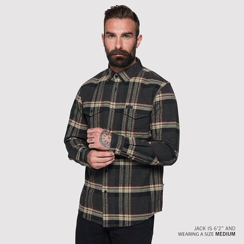 Indian Motorcycle Men's Newark Plaid Shirt, Gray - 2865733,Gray,M in Kuwait
