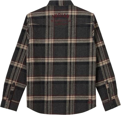 Indian Motorcycle Men's Newark Plaid Shirt, Gray - 2865733,Gray,M in Kuwait