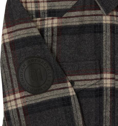Indian Motorcycle Men's Newark Plaid Shirt, Gray - 2865733,Gray,M in Kuwait