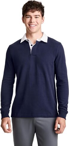 Jockey Men's Activewear 1876 Collection Long Sleeve Rugby Polo in Kuwait