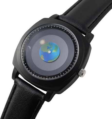 MINILUJIA Waterproof World Map Watches for Men Classic Earth Globe Moon Sun Rotating Eye-catching Cool Unique Mens Watches in Saudi Arabia