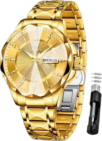 OLEVS Watch for Men Luxury Dress Waterproof Analog Quartz Watch Minimalist with Date Day Stainless Steel Watch 41mm Big Face for Large Wrist Reloj para Hombre in Kuwait