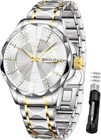 OLEVS Watch for Men Luxury Dress Waterproof Analog Quartz Watch Minimalist with Date Day Stainless Steel Watch 41mm Big Face for Large Wrist Reloj para Hombre in Kuwait