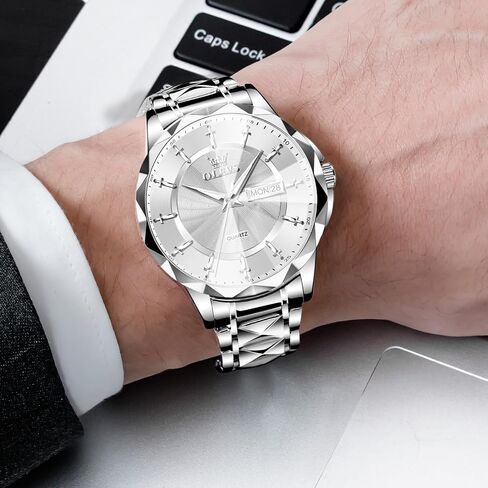 OLEVS Watch for Men Luxury Dress Waterproof Analog Quartz Watch Minimalist with Date Day Stainless Steel Watch 41mm Big Face for Large Wrist Reloj para Hombre in Kuwait