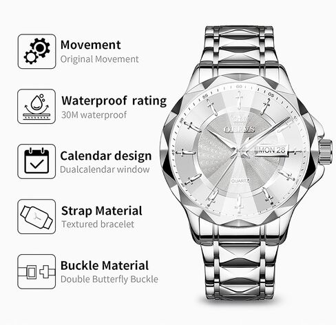 OLEVS Watch for Men Luxury Dress Waterproof Analog Quartz Watch Minimalist with Date Day Stainless Steel Watch 41mm Big Face for Large Wrist Reloj para Hombre in Kuwait