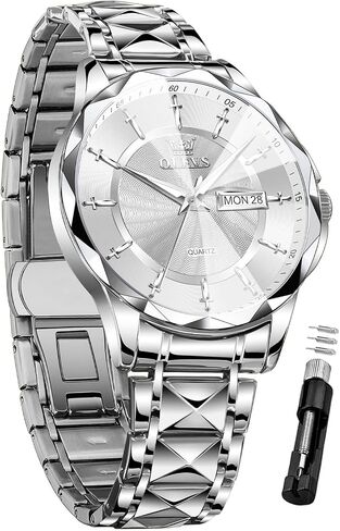 OLEVS Watch for Men Luxury Dress Waterproof Analog Quartz Watch Minimalist with Date Day Stainless Steel Watch 41mm Big Face for Large Wrist Reloj para Hombre in Kuwait