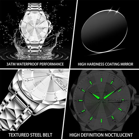 OLEVS Watch for Men Luxury Dress Waterproof Analog Quartz Watch Minimalist with Date Day Stainless Steel Watch 41mm Big Face for Large Wrist Reloj para Hombre in Kuwait