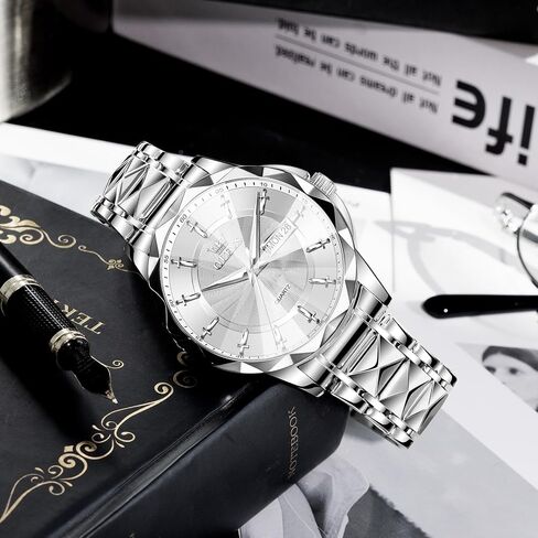 OLEVS Watch for Men Luxury Dress Waterproof Analog Quartz Watch Minimalist with Date Day Stainless Steel Watch 41mm Big Face for Large Wrist Reloj para Hombre in Kuwait