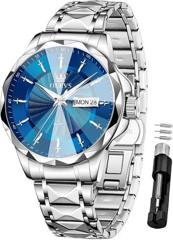 OLEVS Watch for Men Luxury Dress Waterproof Analog Quartz Watch Minimalist with Date Day Stainless Steel Watch 41mm Big Face for Large Wrist Reloj para Hombre in Kuwait