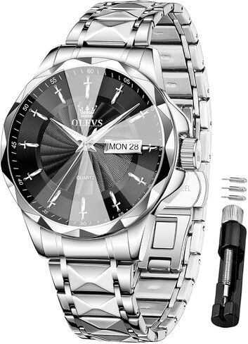 OLEVS Watch for Men Luxury Dress Waterproof Analog Quartz Watch Minimalist with Date Day Stainless Steel Watch 41mm Big Face for Large Wrist Reloj para Hombre in Kuwait