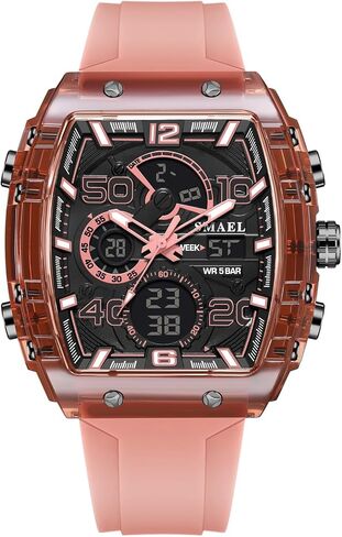 FANMIS Fashion Mens Tonneau Sport Watches Cool Big Dial Watch Waterproof Luminous Sport Chronograph Business Dress Watches Silicon Strap for Men in Kuwait