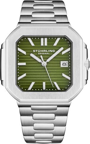 Stuhrling Original Modulus Men’s Watch – 43mm Square Stainless Steel Case, Integrated Bracelet, Sunray Dial, Luminous Hands, Quartz Movement in Kuwait