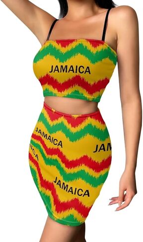 Biyejit Women's Novelty Printed Cami Crop Top Bodycon Skirt 2 Piece Outfits Dress in Kuwait