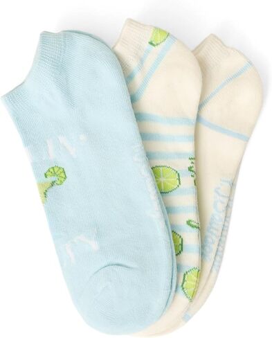 P.J. Salvage Women's Playful Prints Feeling Salty 3-Pack No Show Socks, Light Blue, One Size in Kuwait