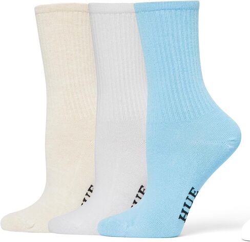 HUE Women's Casual Ribbed Must-have Crew Lightweight Athletic Socks 3 Pair Pack in Kuwait