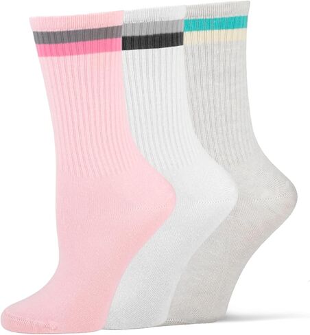 HUE Women's Casual Ribbed Must-have Crew Lightweight Athletic Socks 3 Pair Pack in Kuwait