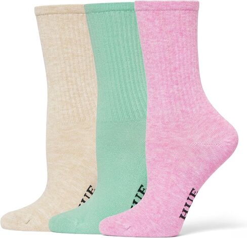 HUE Women's Casual Ribbed Must-have Crew Lightweight Athletic Socks 3 Pair Pack in Kuwait