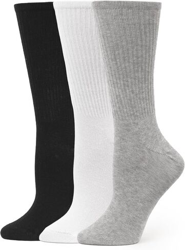 HUE Women's Casual Ribbed Must-have Crew Lightweight Athletic Socks 3 Pair Pack in Kuwait