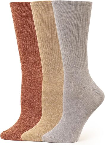 HUE Women's Casual Ribbed Must-have Crew Lightweight Athletic Socks 3 Pair Pack in Kuwait