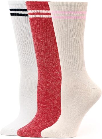 HUE Women's Casual Ribbed Must-have Crew Lightweight Athletic Socks 3 Pair Pack in Kuwait