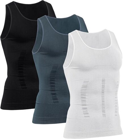 Men's Compression Shirt Slimming Body Shaper Vest Tank Tops Workout Abs Abdomen Undershirts in Saudi Arabia