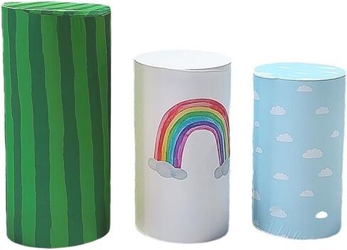 FiVan Baby Birthday Party Plinth Pedestal Cylinder Cover Elastic Stretch Spandex Cloth for Metal Stands Decoration (FUS-NO-1651,D40cm(15.7") H90cm(35.4")) in Saudi Arabia