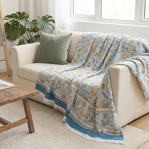 Horaldaily Rustic Rectangular Waffle Couch Sofa Slip Cover, Bird Floral Vintage Non Slip Washable Couch Sofa Cover for 2 Cushion Pet Friendly, Sectional L Shape Covers for Dogs, Kids,71"x118" in Kuwait