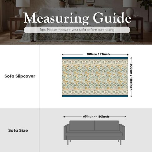 Horaldaily Rustic Rectangular Waffle Couch Sofa Slip Cover, Bird Floral Vintage Non Slip Washable Couch Sofa Cover for 2 Cushion Pet Friendly, Sectional L Shape Covers for Dogs, Kids,71"x118" in Kuwait