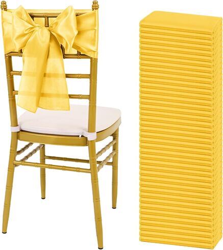 120 PCS 7x78 Inch Rose Gold Satin Chair Sashes Bows Suitable for Various Occasions Such as Weddings Banquets Parties, Graduation Ceremonies Etc in Saudi Arabia