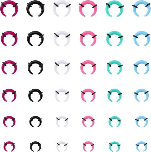 Acrylic Septum Pincher Tapers - 36 Pcs Acrylic Septum Stretching Kit, 14G 12G 10G 8G 6G 4G Septums Ring C Shape Pincher, Septums Rings Ear Cartilage Nose Stretch Kit for Women Men in Saudi Arabia