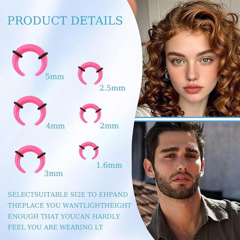 Acrylic Septum Pincher Tapers - 36 Pcs Acrylic Septum Stretching Kit, 14G 12G 10G 8G 6G 4G Septums Ring C Shape Pincher, Septums Rings Ear Cartilage Nose Stretch Kit for Women Men in Saudi Arabia