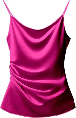SHENHE Women's Satin Camisole Top Cowl Neck Side Ruched Elegant Silky Tank Top Shirt in Kuwait