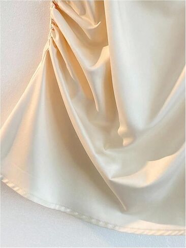 SHENHE Women's Satin Camisole Top Cowl Neck Side Ruched Elegant Silky Tank Top Shirt in Kuwait