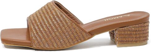Amoji Women Raffia Heeled Sandals 2 Inch Slip On Heels 345 in Kuwait