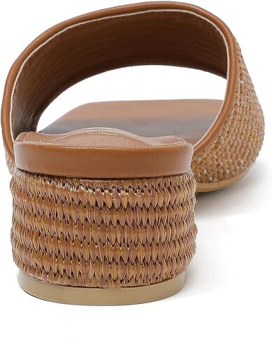 Amoji Women Raffia Heeled Sandals 2 Inch Slip On Heels 345 in Kuwait