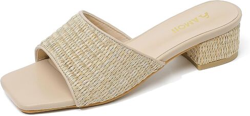 Amoji Women Raffia Heeled Sandals 2 Inch Slip On Heels 345 in Kuwait