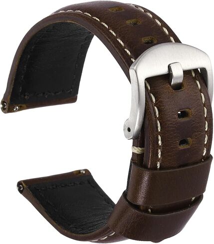 HARFINGTON Watch Band Width Vintage Oil Wax Leather Quick Release Watch Strap Wristband Replacement Bands with Buckle Pin for Men Women in Kuwait