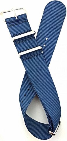 NewLife 22mm Navy Blue, Nylon Fabric Watchband | Vintage, Heavy Duty, Military Style Replacement Wrist Watchstrap That Brings to Any Watch for Men and Women - Navy Blue in Kuwait