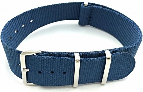 NewLife 22mm Navy Blue, Nylon Fabric Watchband | Vintage, Heavy Duty, Military Style Replacement Wrist Watchstrap That Brings to Any Watch for Men and Women - Navy Blue in Kuwait